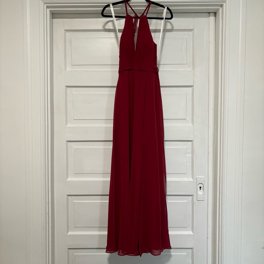 Azazie Deep Red Bridesmaid Dress Size A4 EUC